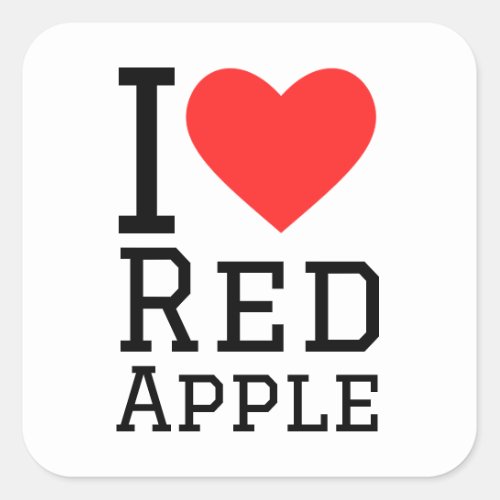 I love red apple square sticker