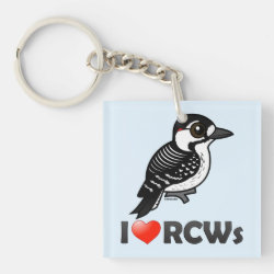 I Love Red-cockaded Woodpeckers Square Keychain (double-sided)