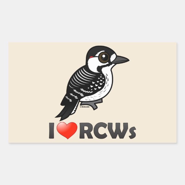 I Love Red-cockaded Woodpeckers Rectangular Sticker (Front)