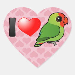 I Love Red-headed Lovebirds Heart Sticker