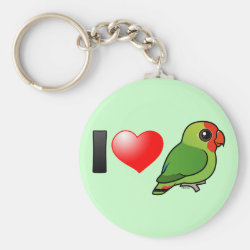 I Love Red-headed Lovebirds Basic Button Keychain