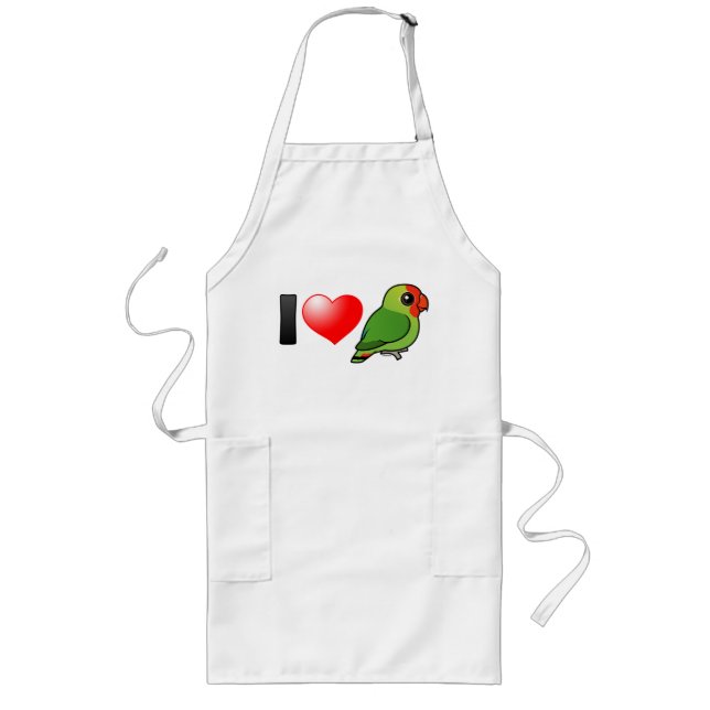 I Love Red-headed Lovebirds Long Apron (Front)