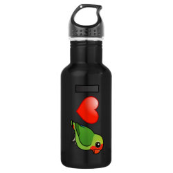 I Love Red-headed Lovebirds Water Bottle (24 oz)