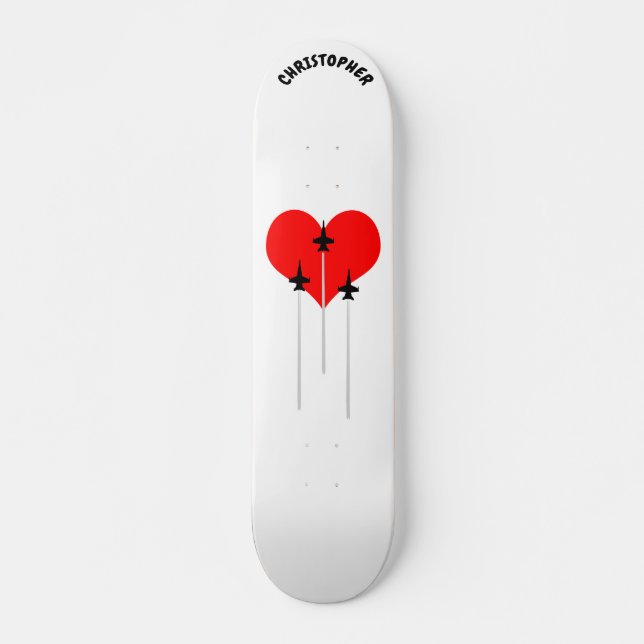 I Love Red Heart Aviation Skateboard (Front)