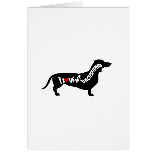 I Love Red Heart my Dachshund Silhouette