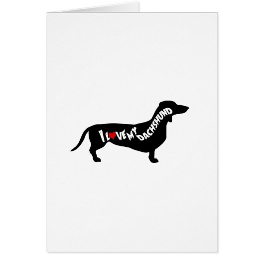 I Love Red Heart my Dachshund Silhouette (Front)