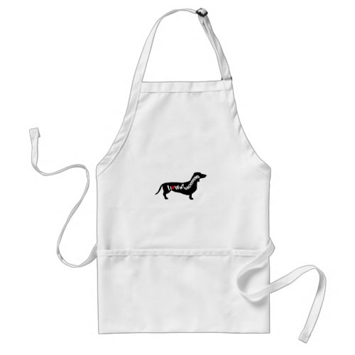 I Love Red Heart my Dachshund Silhouette Adult Apron