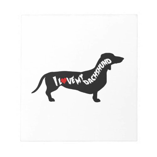 I Love Red Heart my Dachshund Silhouette Notepad