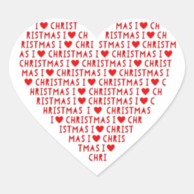 I Love Red Heart Shape Christmas Christ Holiday Sticker (Front)