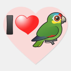 I Love Red-lored Amazons Heart Sticker
