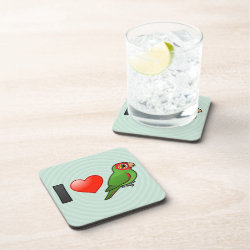 I Love Red-masked Parakeets Beverage Coaster