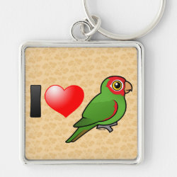 I Love Red-masked Parakeets Premium Square Keychain