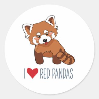 I Love Red Pandas - Cartoon Red Panda Classic Round Sticker