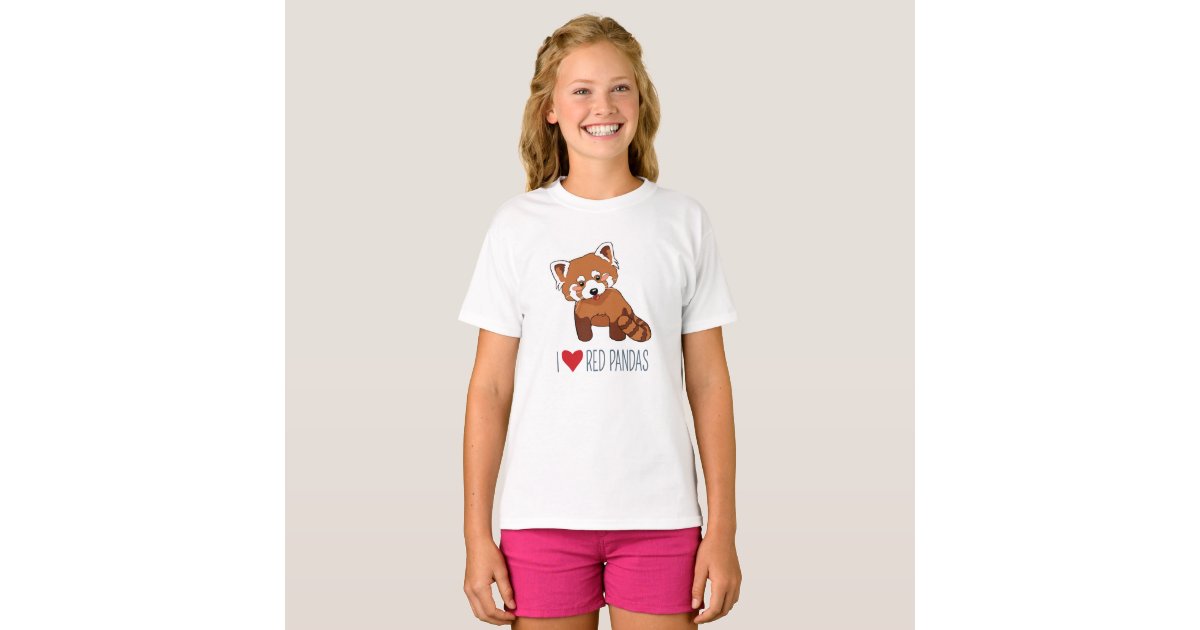 I Love Red Pandas Cute Cartoon Red Panda T Shirt Zazzle Com