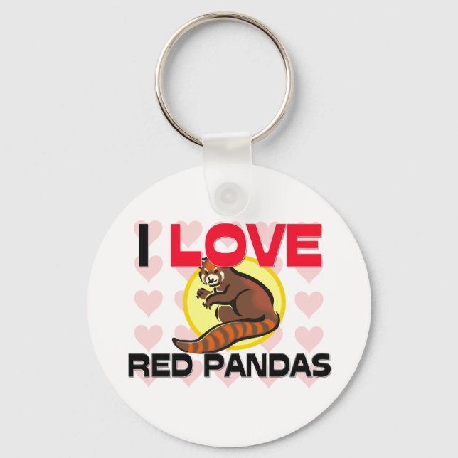 I Love Red Pandas Keychain (Front)
