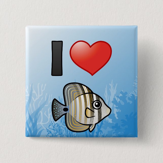 I Love Red Sea Sailfin Tang Pinback Button (Front)