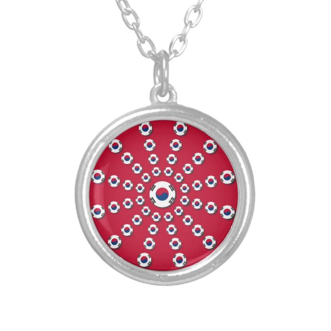 I love Red Silver Plated Necklace (Front)