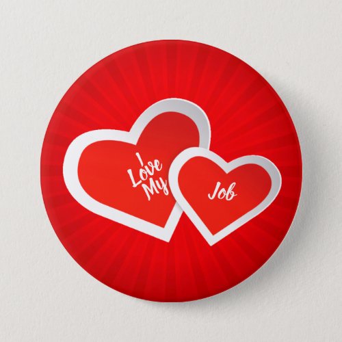 I Love Red  White Cute Hearts  Personalized Button