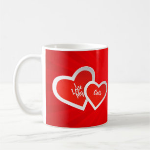 “I Love” Red & White, Cute Hearts .. Personalized Coffee Mug