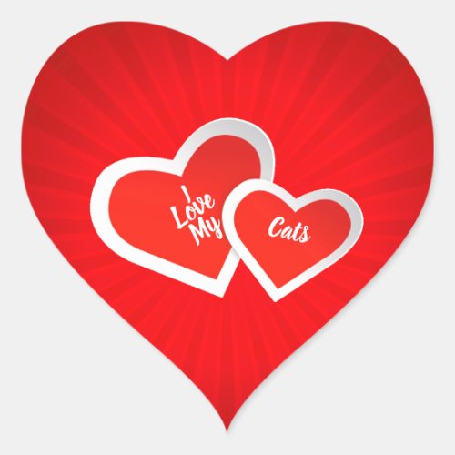 âœI Loveâ Red  White Cute Hearts  Personalized Heart Sticker