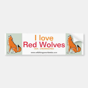 I love Red WOLVES -Animal lover -Endangered animal Bumper Sticker