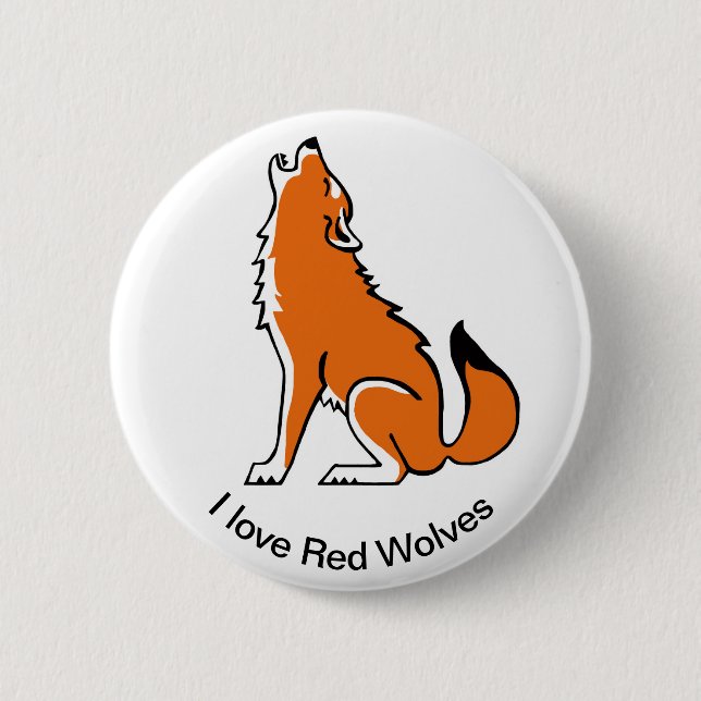 I love Red WOLVES- Animal lover - Wildlife - Button (Front)
