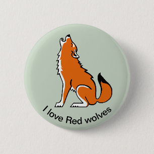 I love Red wolves - Wild animals - USA Button