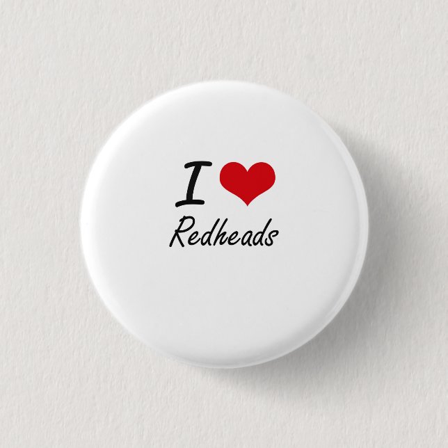 I Love Redheads Pinback Button (Front)