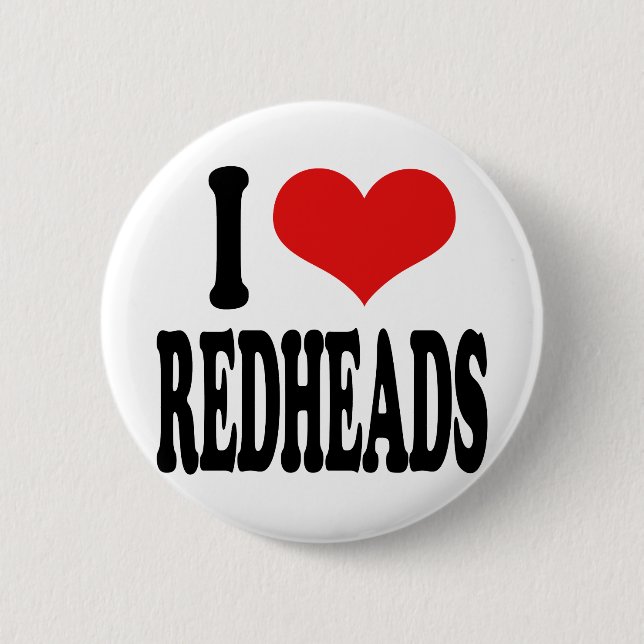 I Love Redheads Pinback Button (Front)