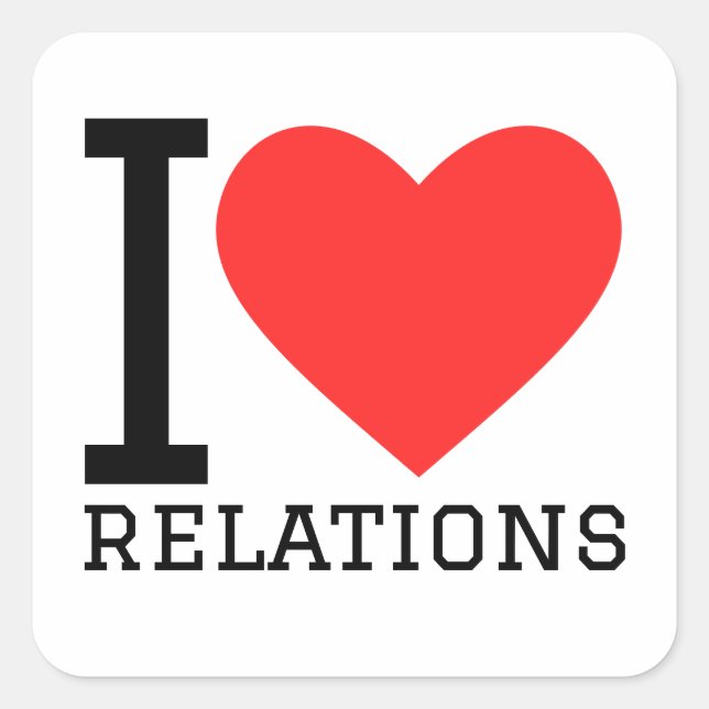 I love relations square sticker (Front)