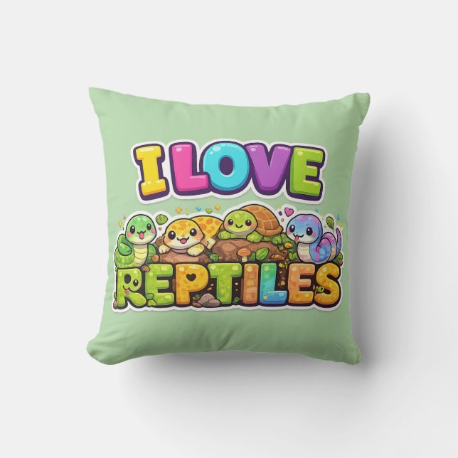 I Love Reptiles Cushion Pillow (Front)