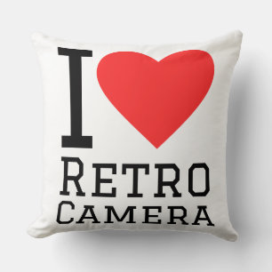 I love retro camera throw pillow
