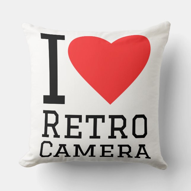 I love retro camera throw pillow (Front)