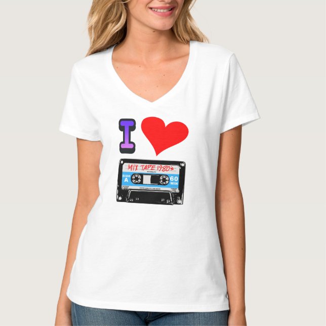 I LOVE RETRO CASSETTE MIX TAPES T-Shirt (Front)