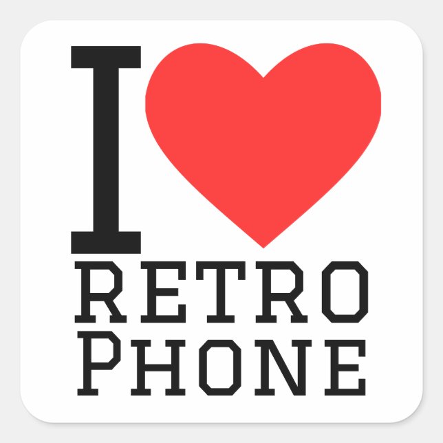 I love retro phone square sticker (Front)