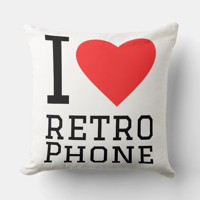 I love retro phone throw pillow (Front)