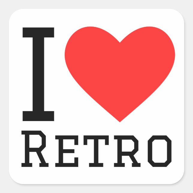 I love retro square sticker (Front)