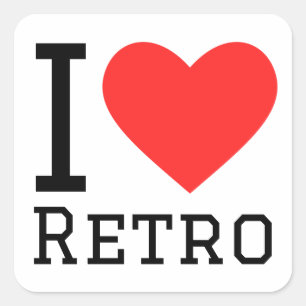 I love retro square sticker