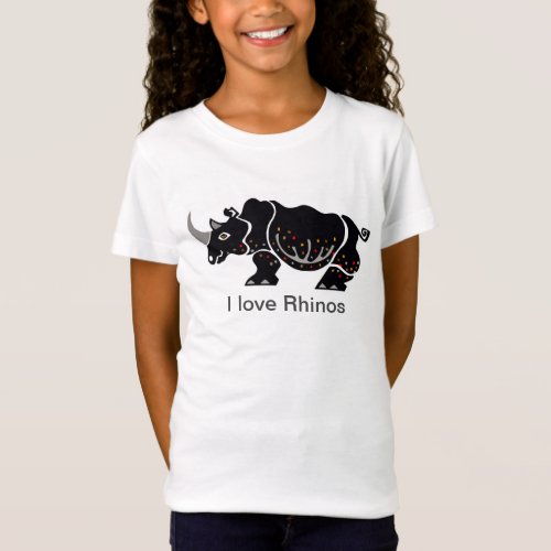 I love RHINOS_ Animal lover _Girls T_Shirt