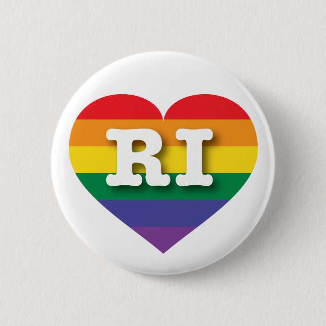 I Love Rhode Island Rainbow Heart Button (Front)