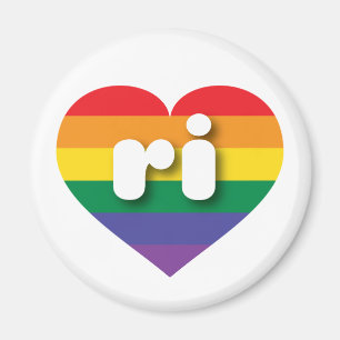 I Love Rhode Island Rainbow Heart Magnet