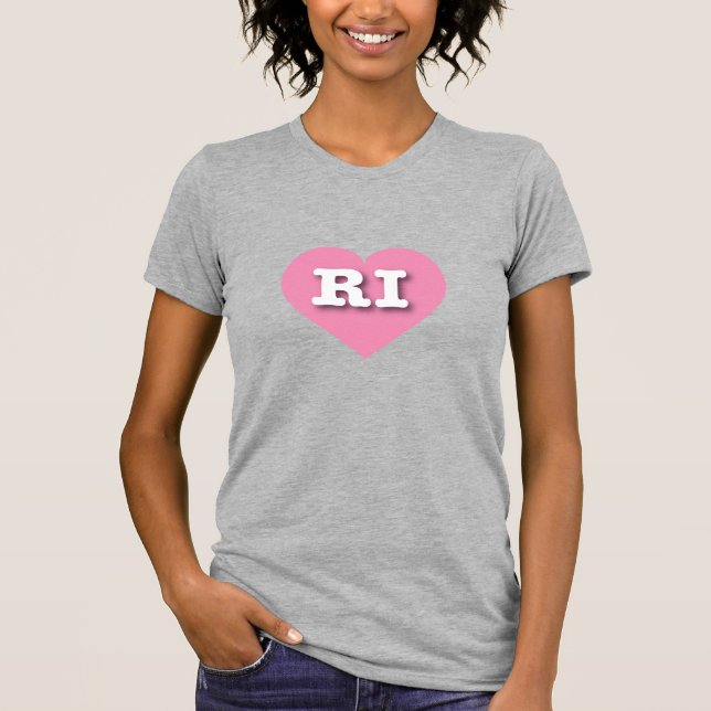 I love Rhode Island - RI pink heart T-Shirt (Front)