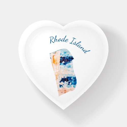 I Love Rhode Island State Outline Abstract Heart Paperweight