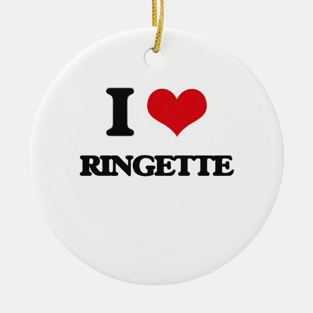I Love Ringette Ceramic Ornament (Front)