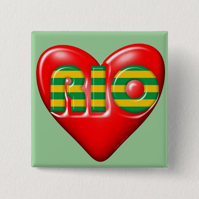 I Love Rio De Janeiro Pinback Button (Front)