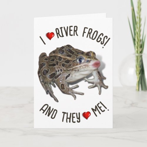 I Love River Frogs Card