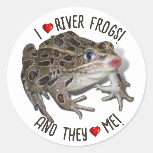 I Love River Frogs Classic Round Sticker