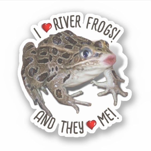 I Love River Frogs Sticker (Front)
