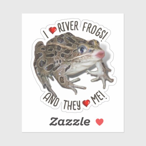 I Love River Frogs Sticker