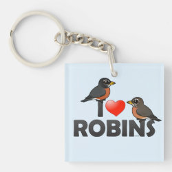 I Love American Robins Square Keychain (double-sided)